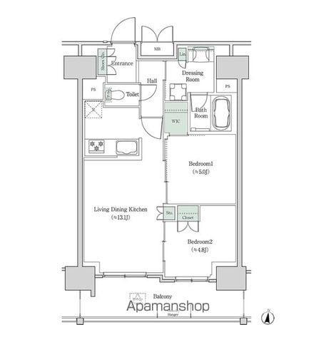 ブルックサイドレジデンス木場(2LDK/14階)の間取り写真
