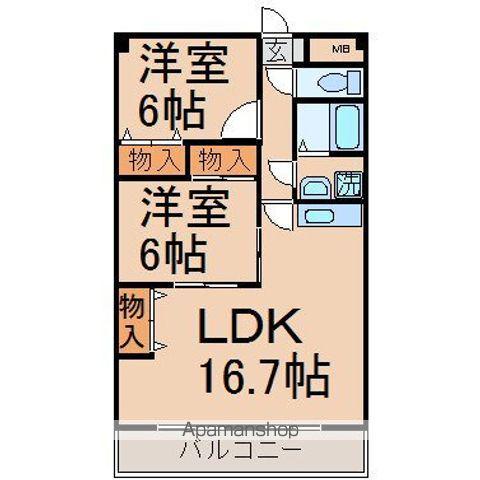 コンフォール霞(2LDK/3階)の間取り写真
