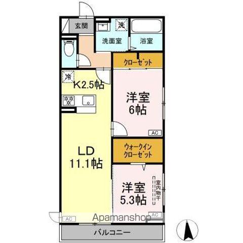 D-ROOM小田原2丁目A(2LDK/2階)の間取り写真