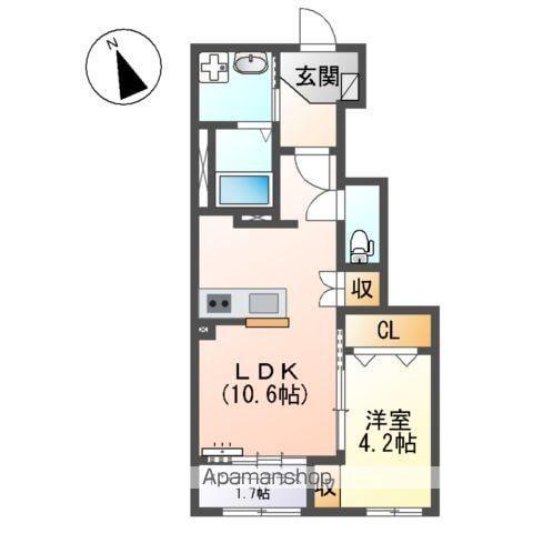 ホクレアⅡ(1LDK/1階)の間取り写真