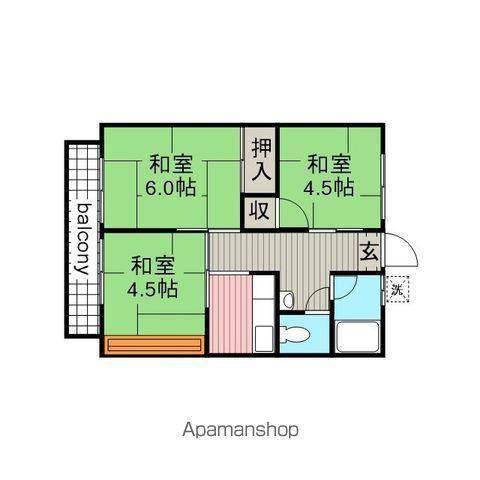 コーポ極楽坊(3K/2階)の間取り写真