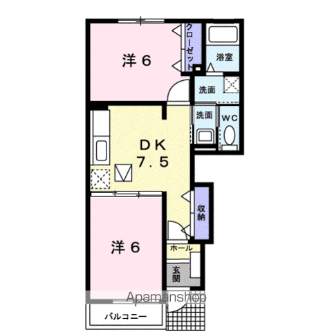 ブローテ(2DK/1階)の間取り写真