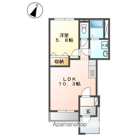 ルミナス莇生野(1LDK/1階)の間取り写真