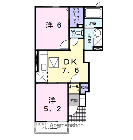 ブライトン(2DK/1階)の間取り写真