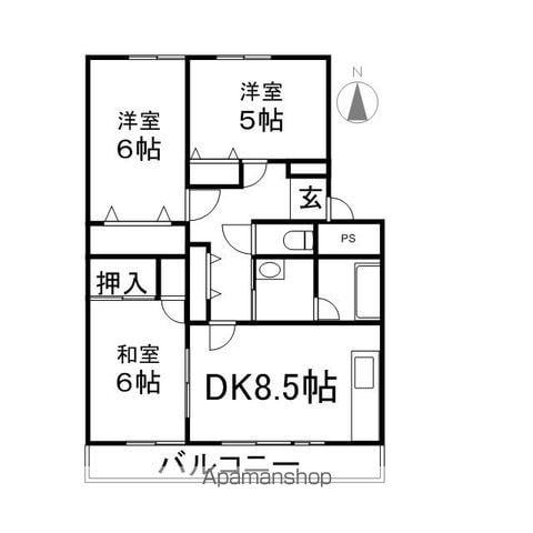 ガーデンテラス大日方A棟(3DK/2階)の間取り写真