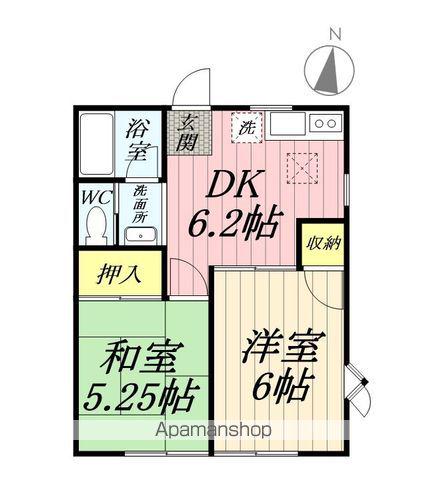 サンモールド(2DK/2階)の間取り写真