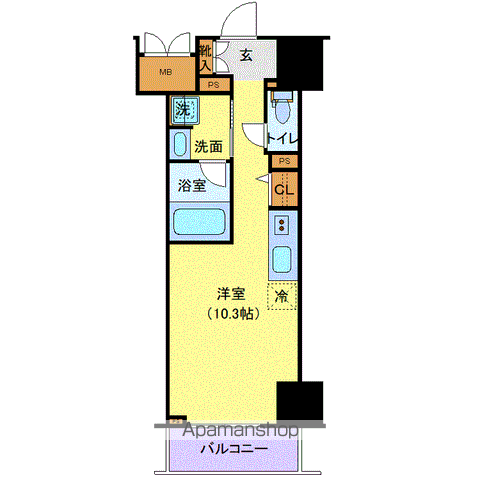 ロイジェントパークス千葉中央(ワンルーム/7階)の間取り写真
