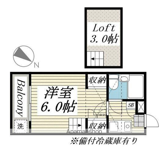 LIVE津田沼(1K/2階)の間取り写真