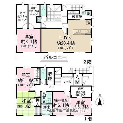 西武鉄道新宿線 下井草駅 徒歩6分 2階建 築35年(4SLDK)の間取り写真