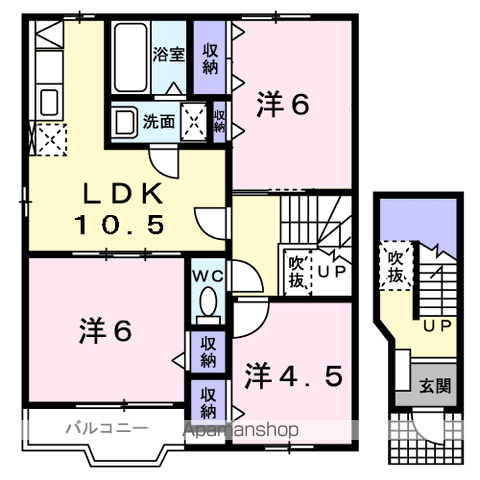 サンパティークA棟(3LDK/2階)の間取り写真