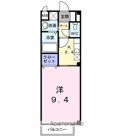 カレント上吉田ⅠC棟(1K/1階)の間取り写真