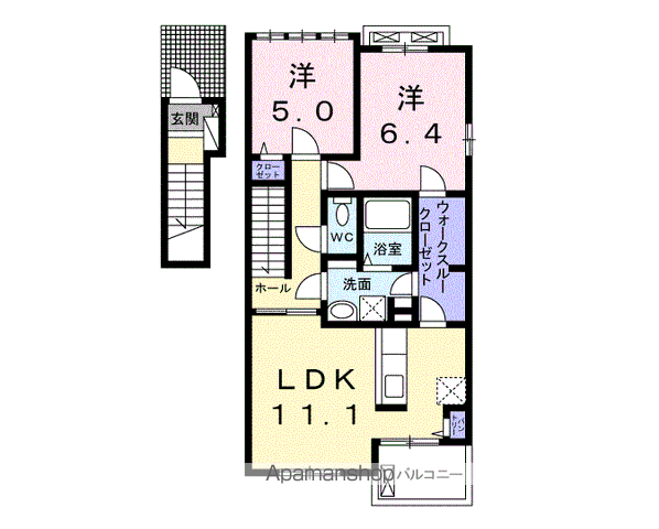 クレマチス Ⅰ(2LDK/2階)の間取り写真