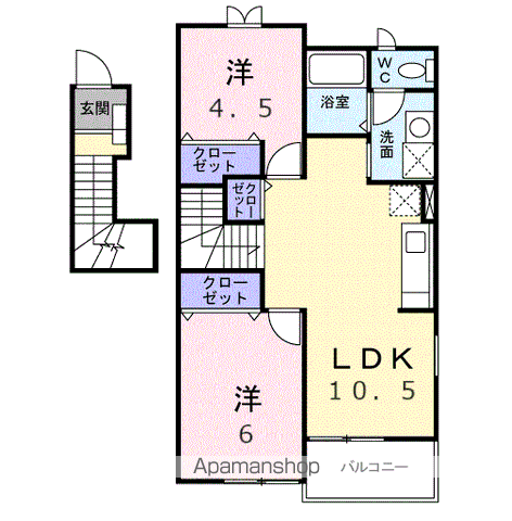 エテルノC(2LDK/2階)の間取り写真