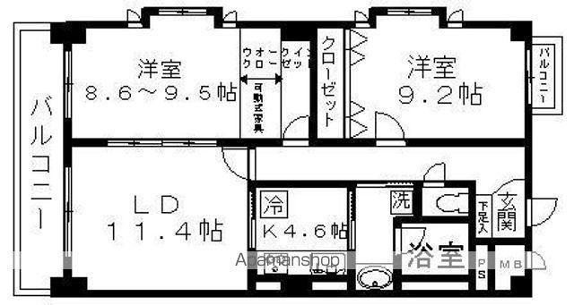 ESPERAR中田(2LDK/7階)の間取り写真