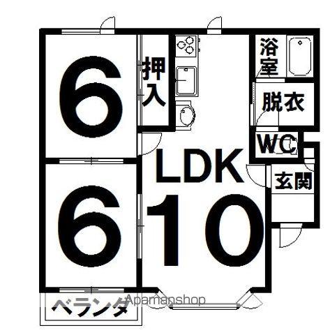 シオンハイツA(2LDK/2階)の間取り写真