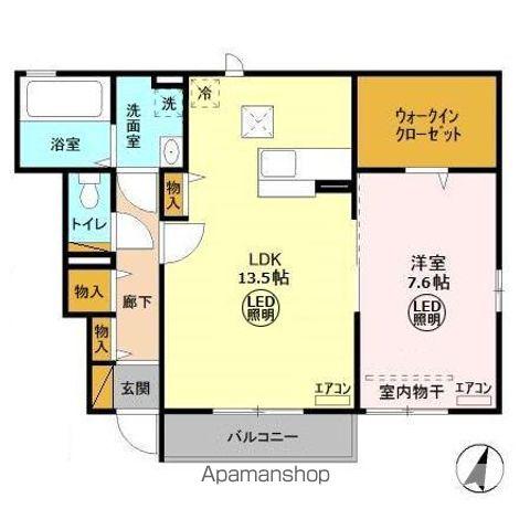 サウス・クレストA(1LDK/1階)の間取り写真