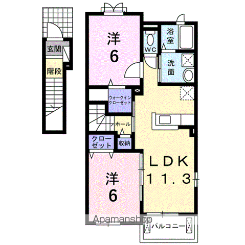 グランコート乃木坂 南館(2LDK/2階)の間取り写真