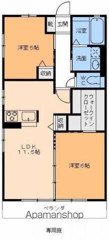 プエルタ A棟(2LDK/1階)の間取り写真