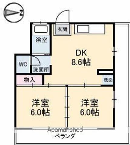 上野ビル(2DK/3階)の間取り写真