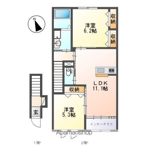 サンシャインテラスK(2LDK/2階)の間取り写真