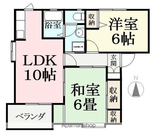 シェルブール(2LDK/2階)の間取り写真