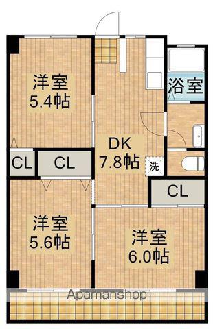 旭ビル(3DK/4階)の間取り写真