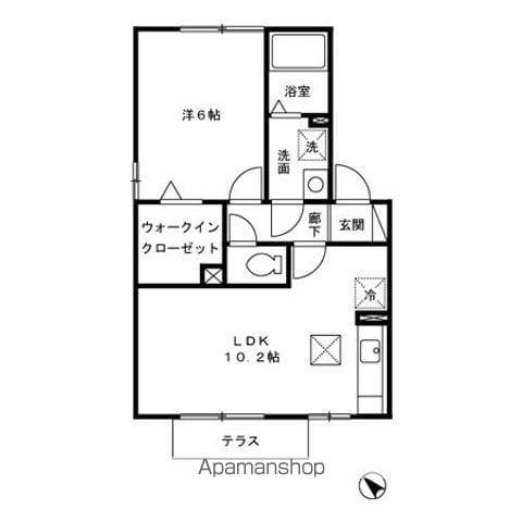 レジデンス95E棟(1LDK/1階)の間取り写真