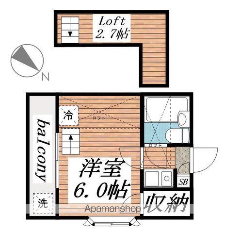 TWINB(1K/2階)の間取り写真