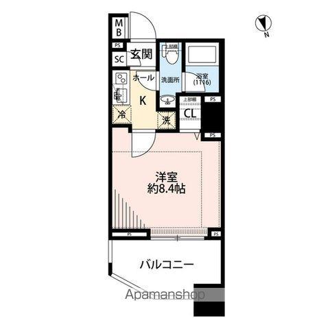 プレール・ドゥーク東新宿Ⅲ(1K/8階)の間取り写真