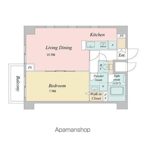 VIA LATTEA 志村(1LDK/4階)の間取り写真