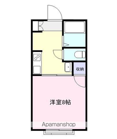 山陰本線 出雲市駅 バス乗車時間：8分 白枝バス停で下車 徒歩6分 2階建 築26年(1K/1階)の間取り写真