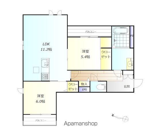 グランドコート中野(2LDK/2階)の間取り写真