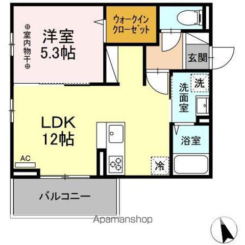 DーROOM清水新居Ⅱ(1LDK/2階)の間取り写真