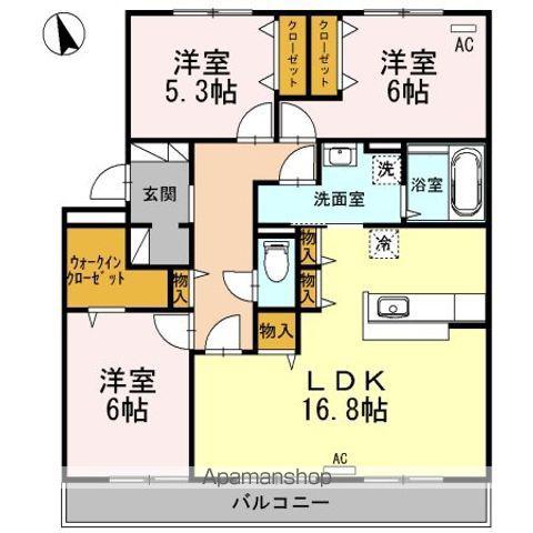 クリスタルガーデンⅤ(3LDK/3階)の間取り写真