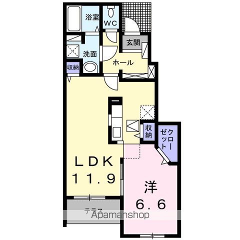イルミナール(1LDK/1階)の間取り写真