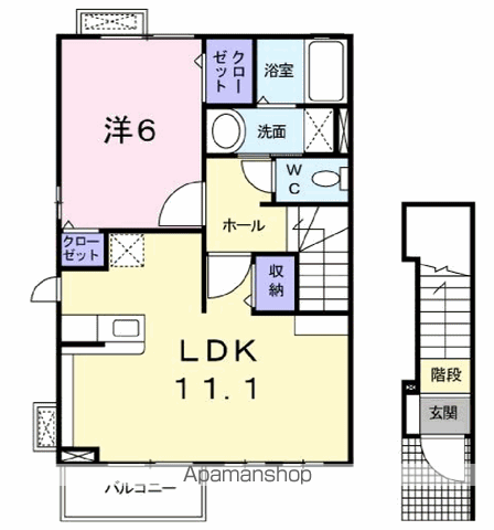 仲の町カームリー(1LDK/2階)の間取り写真