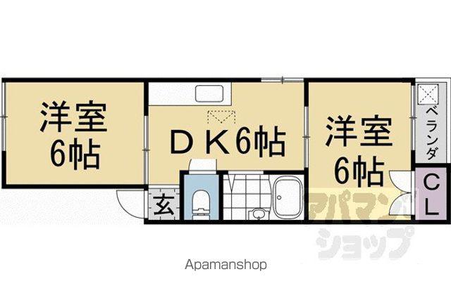 スカイハイツ長岡(2DK/1階)の間取り写真