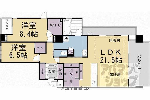 グランドヒルズ岡崎神宮道(2LDK/4階)の間取り写真