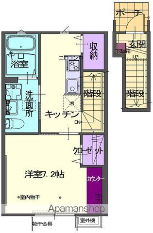 リーフⅢ(1K/2階)の間取り写真