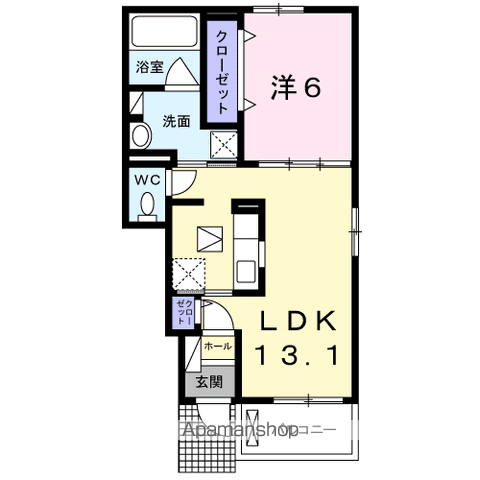 シャン・ノール ⅩⅩ(1LDK/1階)の間取り写真