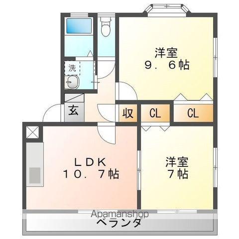 レディアンスS(2LDK/2階)の間取り写真