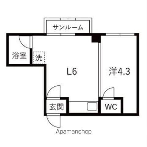 VALLENTAIN BLD(1DK/3階)の間取り写真