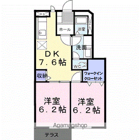 ヴェルテソレーユ A(2DK/1階)の間取り写真