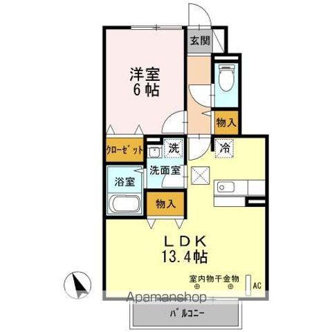 リヴェールⅡ(1LDK/1階)の間取り写真