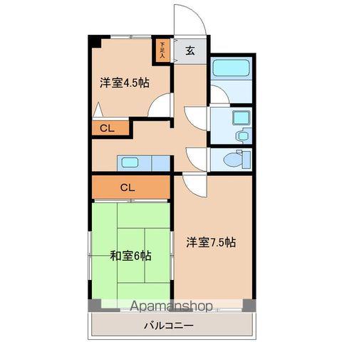クオーレ白鳥(3K/6階)の間取り写真