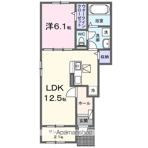 パルファン・サクラ Ⅱ(1LDK/1階)の間取り写真