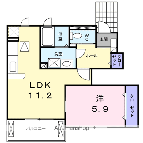 シャルロットⅡ(1LDK/1階)の間取り写真