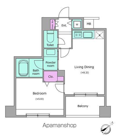 レジディア新川2(1LDK/7階)の間取り写真
