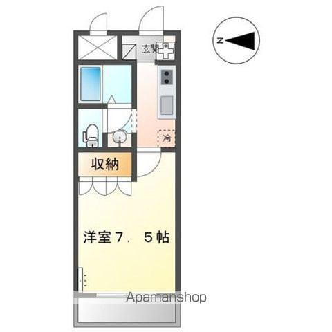 アビエスⅢ(1K/1階)の間取り写真