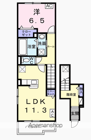 コントレイル(1LDK/2階)の間取り写真